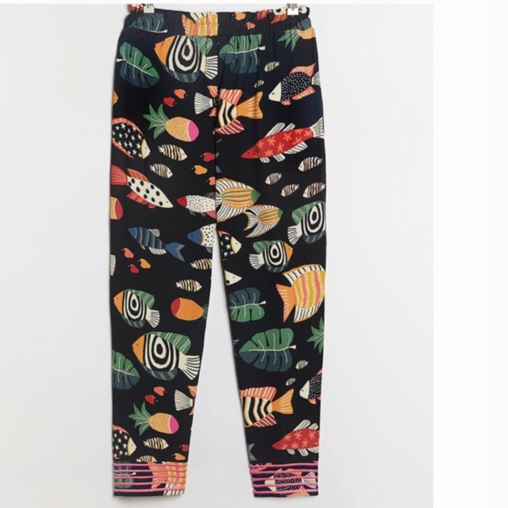 ⭐️Farm Rio Sealife Fish Colorful Peasant Hipster Hippie Art Deco Farm Boho Pants - Picture 4 of 4